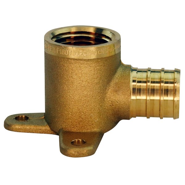 Apollo Pex 3/4 in. Brass PEX Barb x 3/4 in. Female Pipe Thread Adapter 90-Degree Drop-Ear Elbow APXDEE34